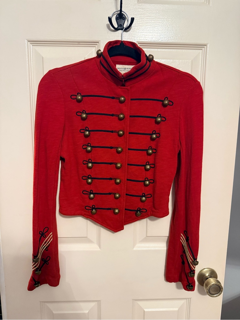 Ralph Lauren Denim & Supply Red Nutcracker Military Band Red Cropped Jacket Sm